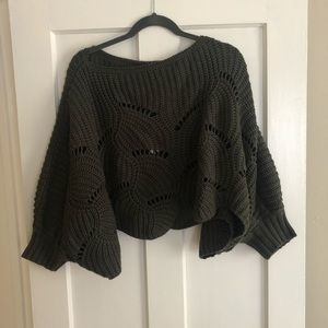 Green Slouchy Cropped Sweater